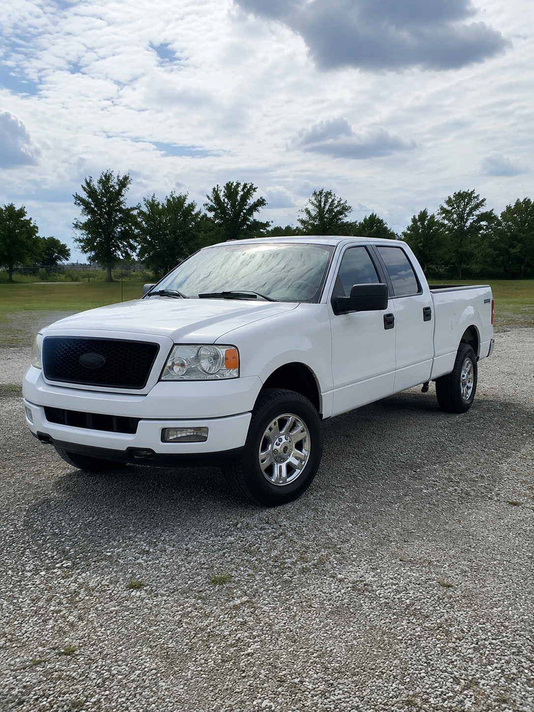 A pickup truck at stock ride height