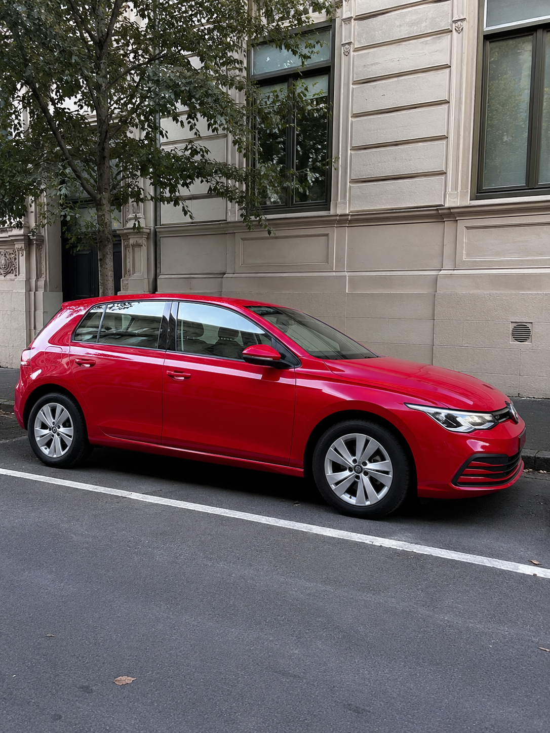 A sedan at stock ride height