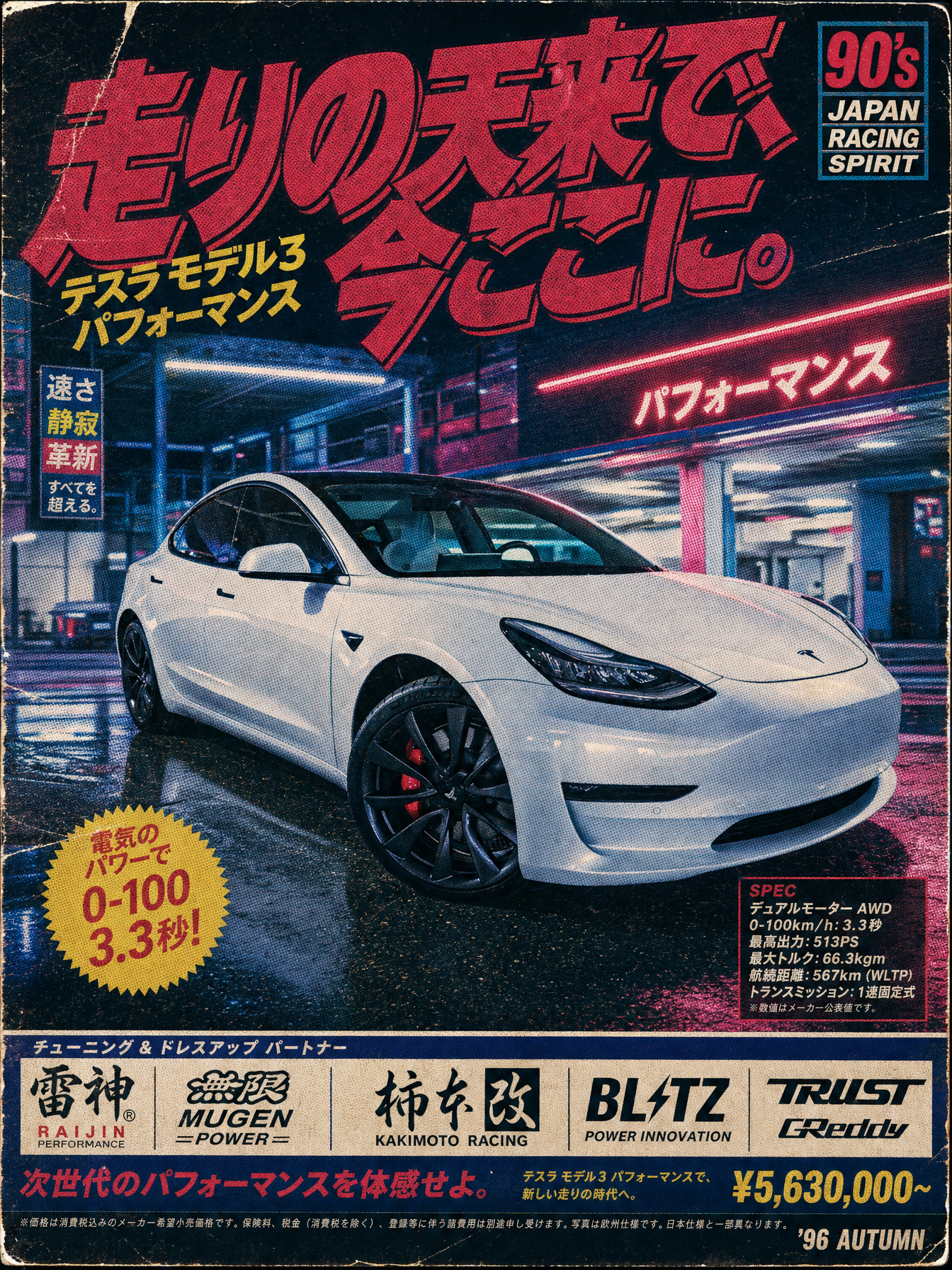 90s JDM poster generated from the same car photo