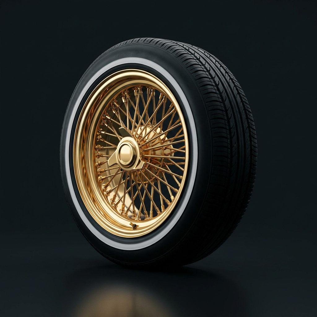 Gold Daytons — Wheels option rendered by the ModMyCar studio